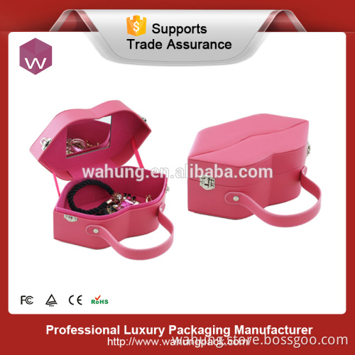 Special design small leather fancy portable jewellery box(WH-3007)